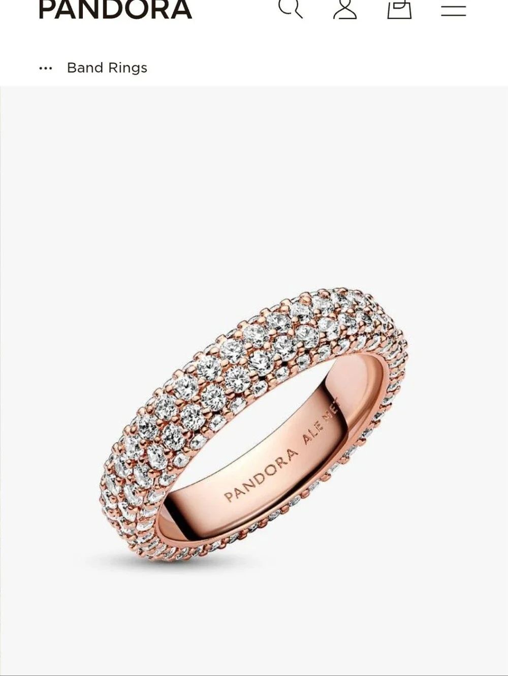 Pandora Pave Rose Gold Ring Boxed Pandora Tote Beautiful - Picture 2 of 6